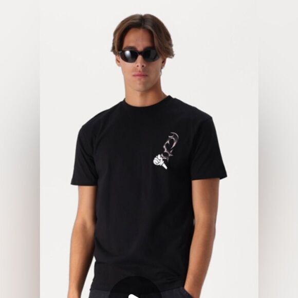 NWOT STANCE Black Short Sleeve Graphic Blades Crew Neck Tee Shirt- Size M - Picture 5 of 8